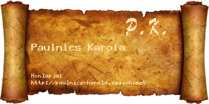 Paulnics Karola névjegykártya